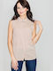 Lenitif Damen Bluse Ärmellos Beige