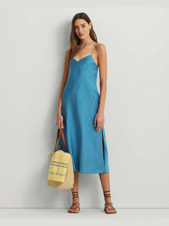 Ralph Lauren Midi Slip Dress Kleid Pale Azure