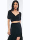 Damen Crop Top Schwarz
