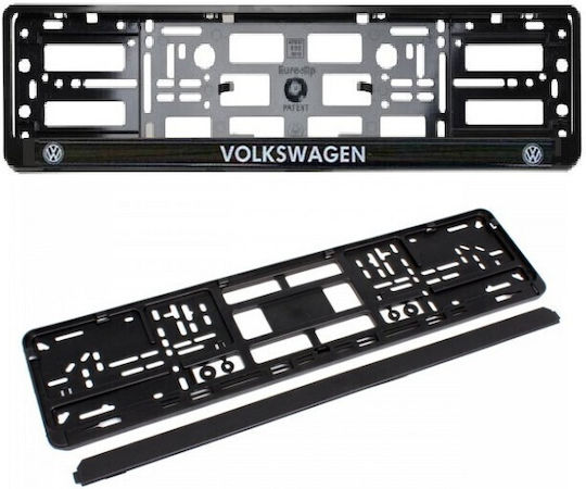 European Plastic Carbon License Plate Frame Volkswagen Logo 1 Piece