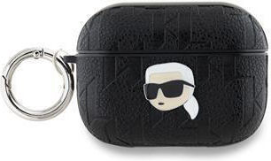 Karl Lagerfeld Karl Head Θήκη Δερμάτινη σε Μαύρο χρώμα για Apple AirPods 3