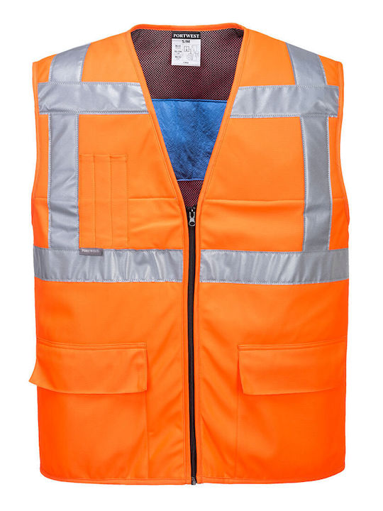 Portwest CV02 Men's Safety Vest with Reflective Tapes Orange