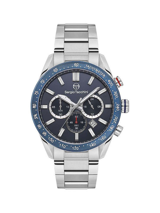 Sergio Tacchini Watch Chronograph Battery with Silver Metal Bracelet