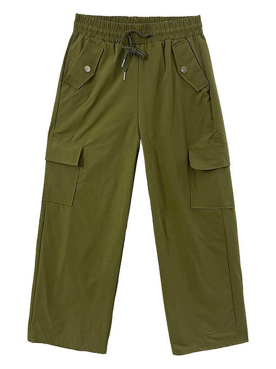 Ustyle Women's Fabric Trousers in Regular Fit Khaki