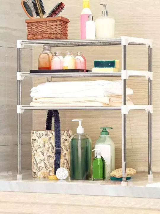 Uncle George Floor Bathroom Shelf Metallic 60x25x65cm Black