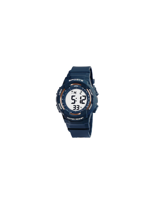 Jaga Digital Watch Battery with Blue Rubber Strap