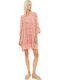 Women's Beachdress Pink Label Printed Mini Dress Regular Fit Viscose