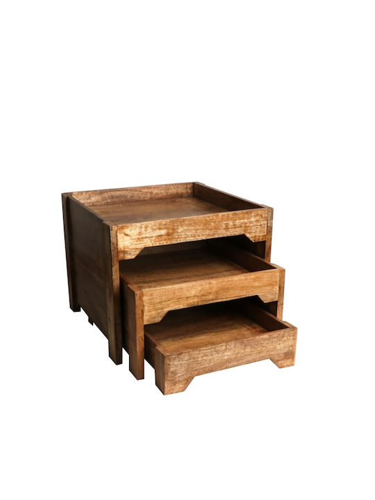 Rectangular made of Solid Wood Mango 3pcs L39xW36xH32cm