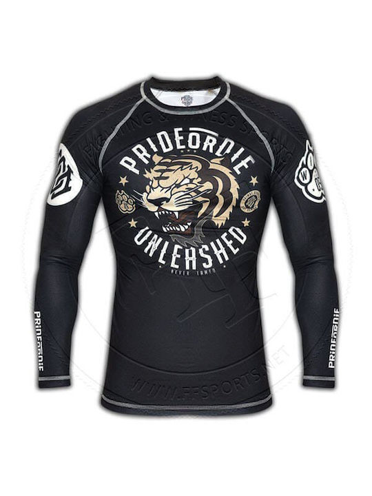 PrideOrDie Herren Langärmlig T-Shirt POD-R-011-BK für Jiu-Jitsu / MMA Schwarz