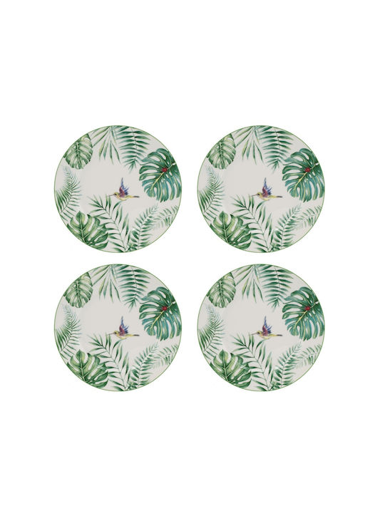 Artekko Plate Shallow Ceramic Green with Diameter 26.9cm 4pcs