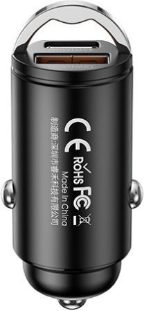 Remax Зарядно за кола 45W Бързо Зареждане с Портове: 1xUSB 1xType-C Черен Цвят