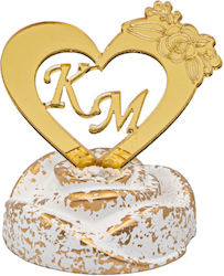 Keramikherz mit goldenen Plexi-Monogrammen 8cm M107r