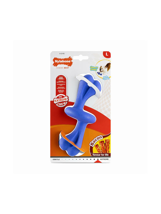 Nylabone Bone Toy Dog Chewable made of Rubber with Flavor Bacon Large Blue 1pcs