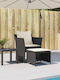 Fotoliu de exterior Rattan Negru cu pernă 50x50x36cm