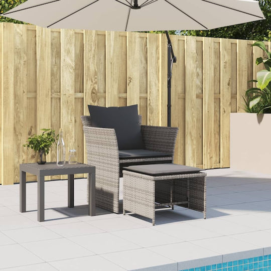 Outdoor-Sessel Rattan Grey mit Kissen 50x50x36εκ.