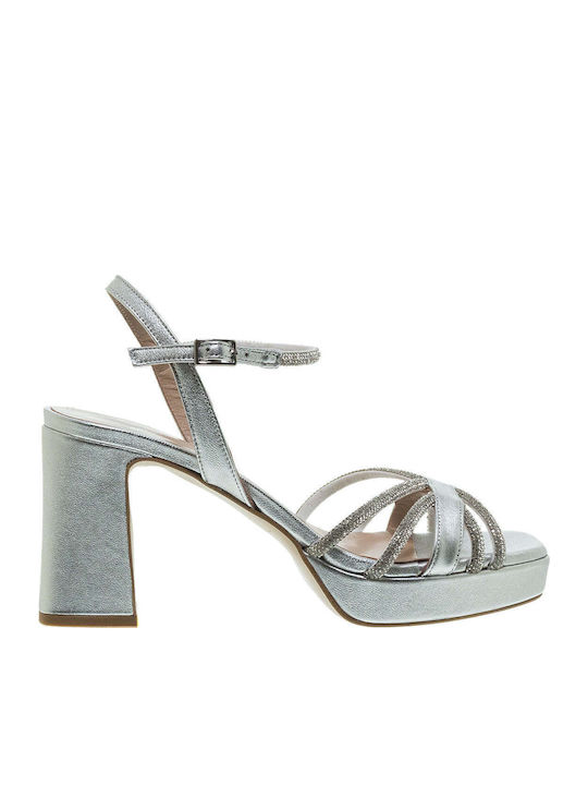 Mourtzi Leather Sandals Silver