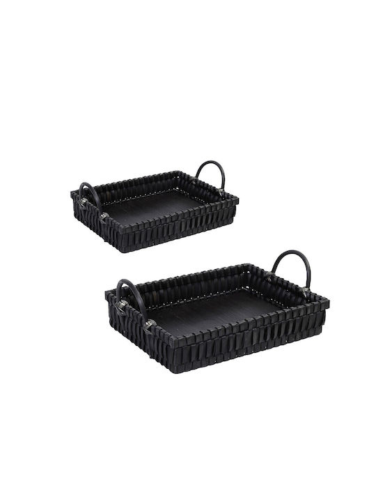 Espiel Lemnos Dreptunghiular Tavă de Servire cu Mânere în Culoare Negru 43x33x9cm XYP503 2buc
