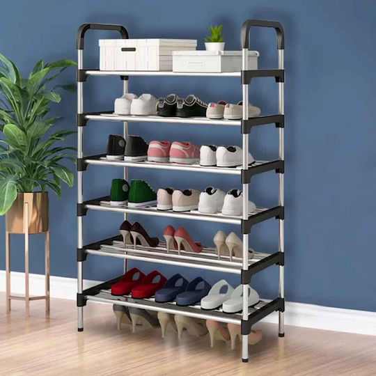Metal Shoe Organizer Shelf Uncle George 6 Shelves Silver Dimensions 54x27x130cm Vertical Space Organization