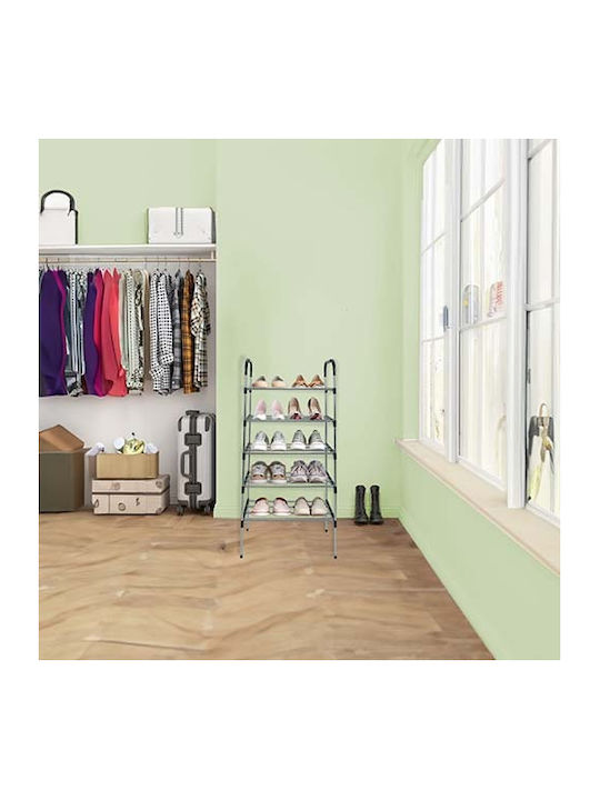 Raft de pantofi din metal-Unchiul George 5 rafturi argintii Dimensiuni 54x27x110cm Organizare spațiu vertical