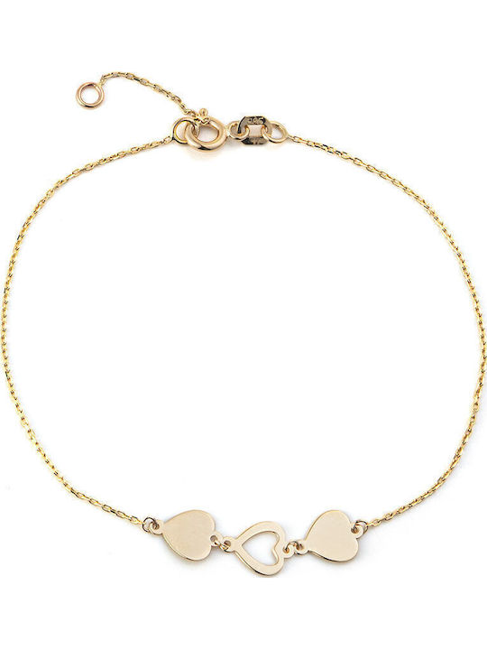 George Art Jewels Дамско Гривна с дизайн Сърце от Злато 14K
