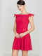 Lenitif Evening Dress with Ruffle Red