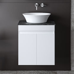 Martin Bench with sink L52xW47xH47.5cm White Gloss