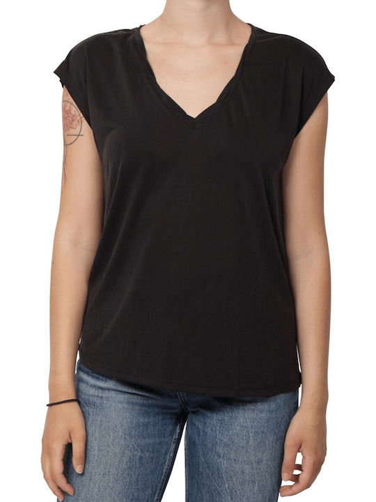 Only Women's Blouse with V Neckline Black