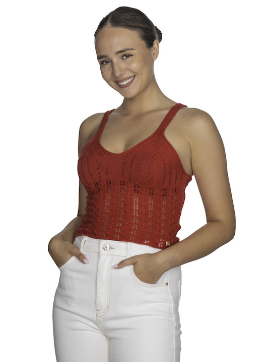 Vera Damen Sommer Bluse Baumwolle mit Trägern Rot