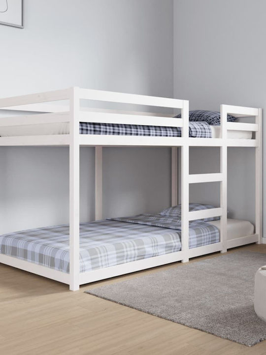 Kids Bed Bunk Single White for Mattress 90x190cm