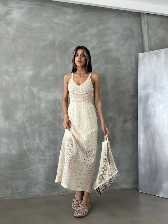 Lace Maxi Φόρεμα Stone