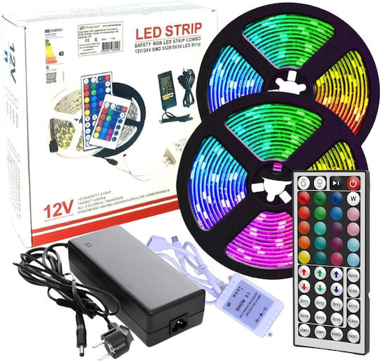 LED Лента 220V RGB Светлина 2x5m Тип SMD5050 с Захранване