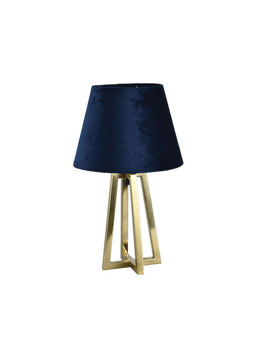 Led7 Metal Table Lamp for Socket E27 with Blue Shade and Bronze Base