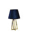 Led7 Metal Table Lamp for Socket E27 with Blue Shade and Bronze Base