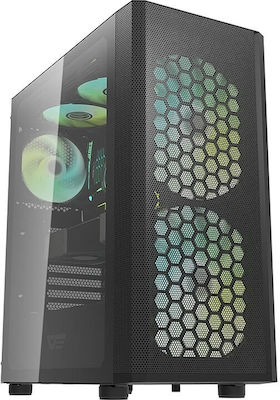 Darkflash DK360 Gaming Midi Tower Κουτί Υπολογιστή με Πλαϊνό Παράθυρο Μαύρο