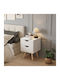 Bedside Table Dinkl Wooden White 29.7x29.7x45cm
