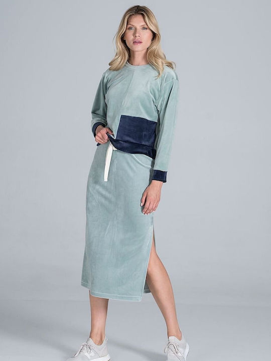 Figl Set with Skirt in Green color