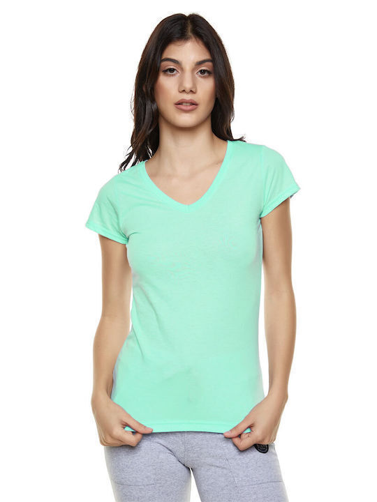 Bodymove Damen Sportlich T-shirt mit V-Ausschnitt Mint