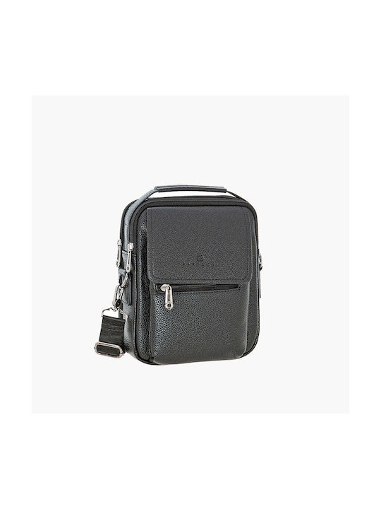 Bartuggi Leather Messenger Bag with Zipper Black