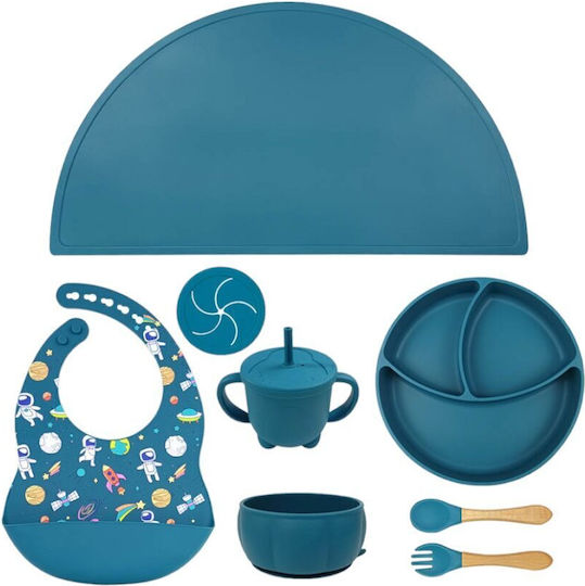 Queen Mother Space Travel Feeding Set Made of Silicone with Anti-Slip Base 7 Pieces for 6+ Months