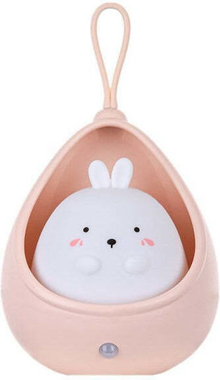 Portable Night Light 2 Operating Modes Flippy Non-toxic Silicone Usb Rechargeable Motion Sensor Pink Bunny