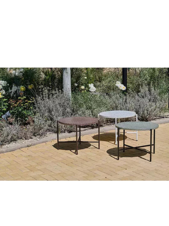 Sitting Room Outdoor Free Standing Metal Table Dark Brown 60x60xcm