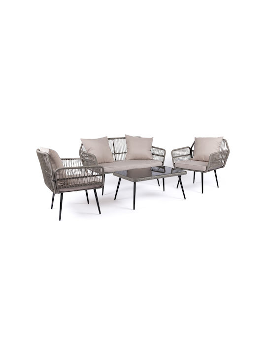 Set De sufragerie pentru exterior Amorgos Gri 4buc