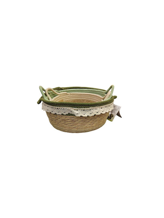 JK Home Decoration Σετ Διακοσμητικά Καλάθια Ψάθινα Μπεζ 29x29x13εκ. 3τμχ