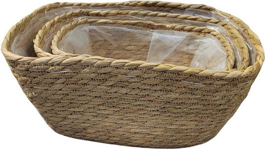 JK Home Decoration Set Decorative Baskets Wicker Beige 3 Pieces
