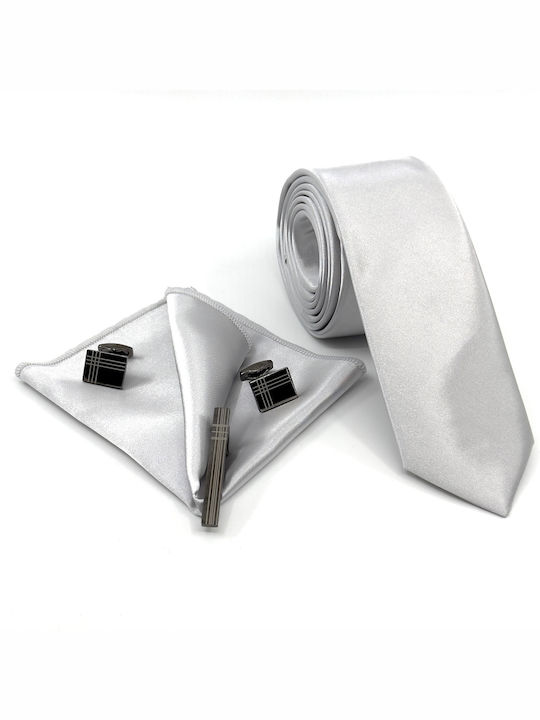 Legend Accessories Herren Krawatten Set in Silber Farbe