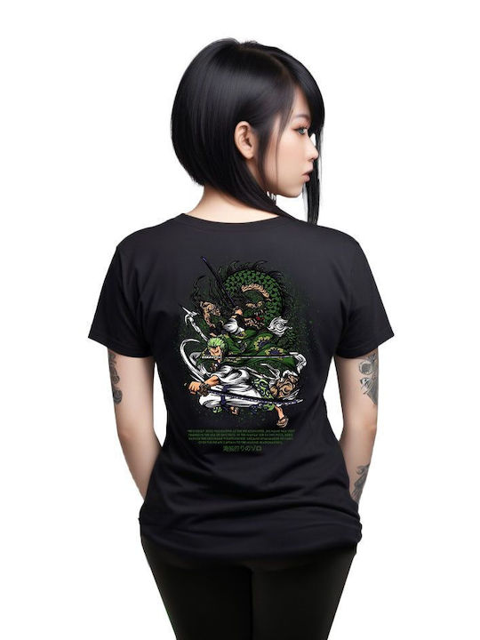 Pop Culture T-shirt Ein Stück Schwarz Zoro