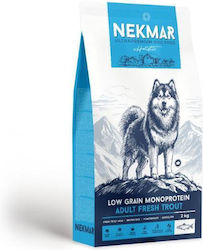 Nekmar Monoprotein 2kg Ξηρά Τροφή με Λίγα Σιτηρά για Ενήλικους Σκύλους με Πέστροφα, Κρέας, Καστανό Ρύζι και Ρόδι