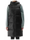 Women's Long Puffer Jacket for Spring or Autumn with Hood Black