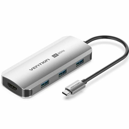 Vention TQDHB USB-C Докинг станция с HDMI 4K PD Сребрист