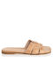 Sante Leather Women's Flat Sandals in Beige Color